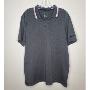 Nike Golf Dri-Fit grey striped short sleeve polo shirt - large